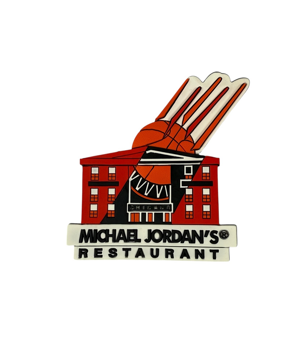 Vtg Michael Jordan’s Restaurant - (1) Magnet and (1) Pin - Mid 90’s - Chicago Bulls - DS
