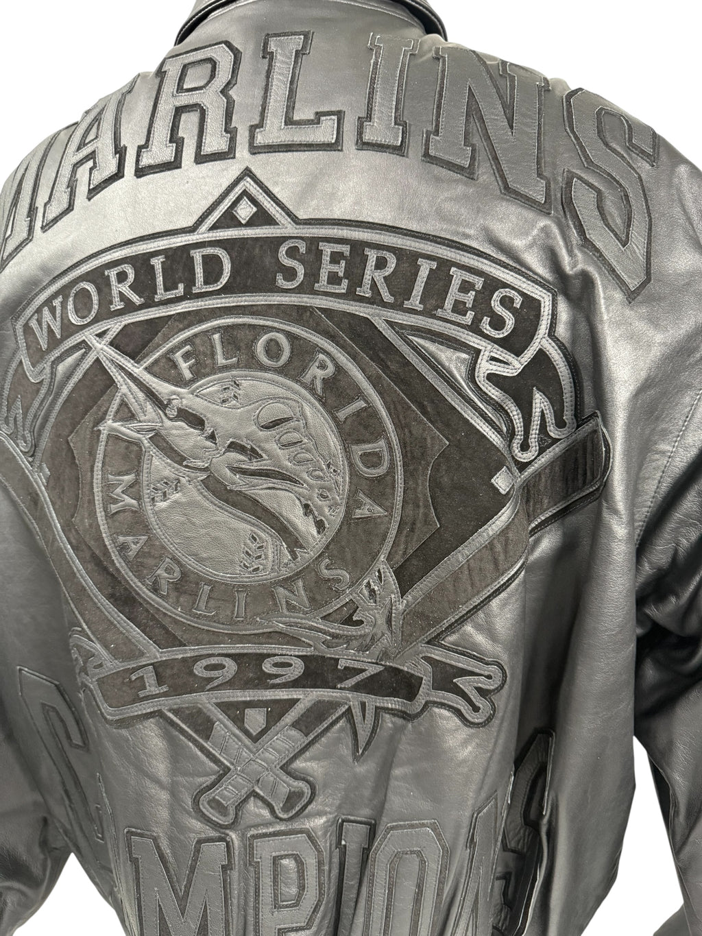 Vtg 1997 JH Design - MLB Florida Marlins World Series Leather Jacket - Sz XL - DS