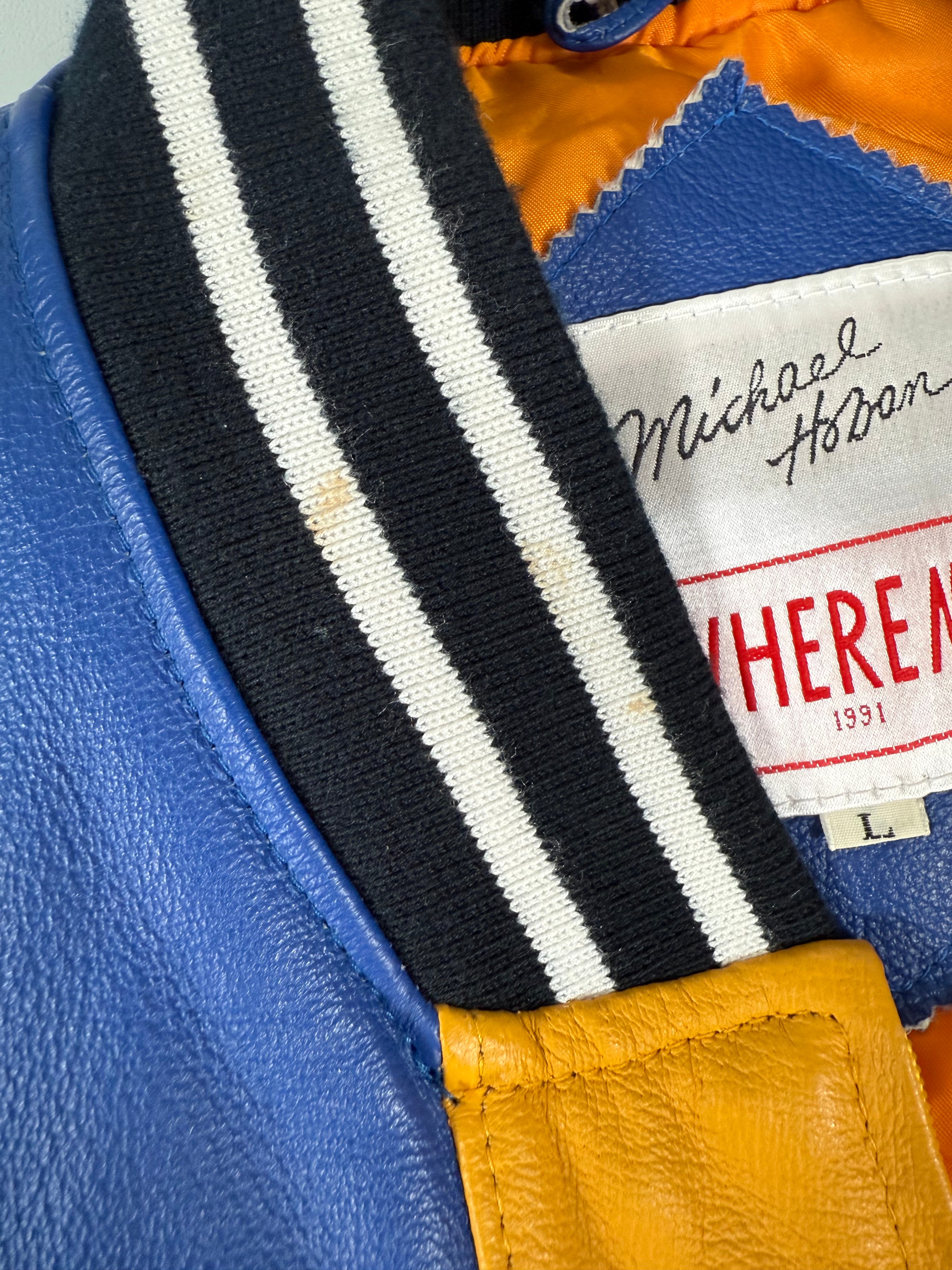 Vtg 90’s - Michael Hoban “Football” Leather Varsity Jacket - Sz L