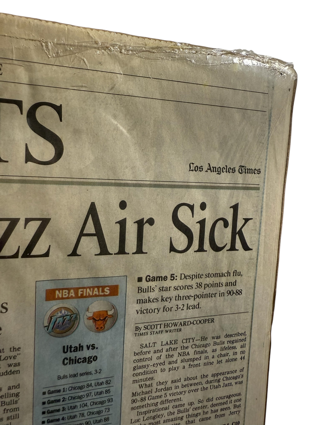 Vtg Michael Jordan - Chicago Bulls - “Jordan Makes Jazz Air Sick” Cover - June 12, 1997