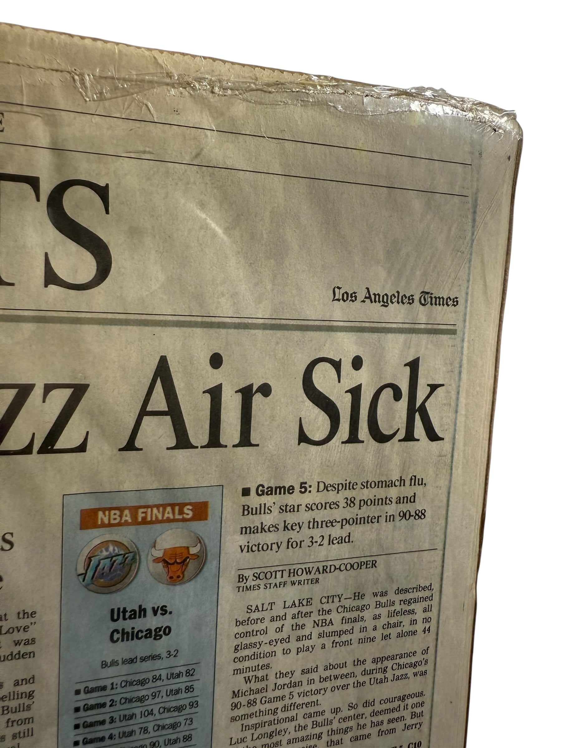 Vtg Michael Jordan - Chicago Bulls - “Jordan Makes Jazz Air Sick” Cover - June 12, 1997