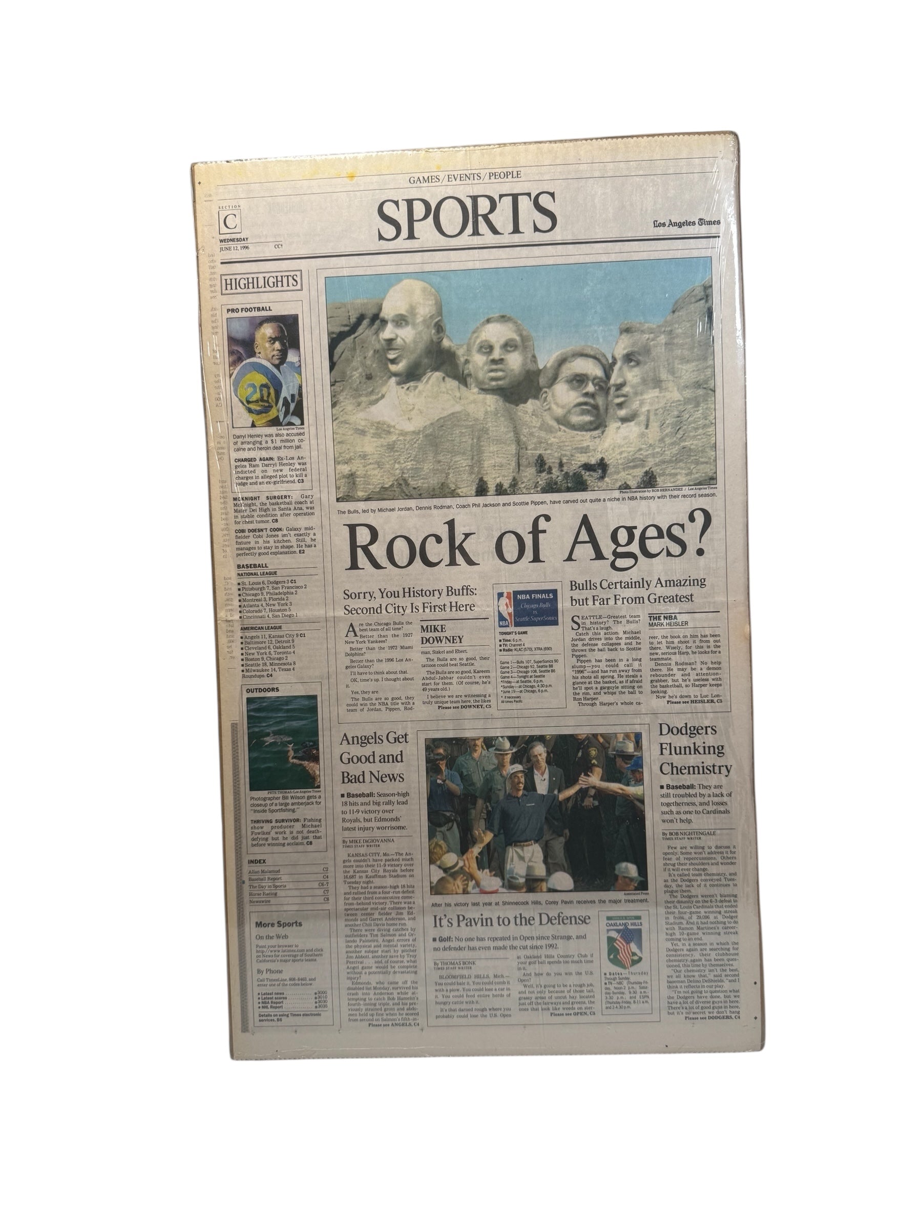 Vtg Michael Jordan - Chicago Bulls “Rock of Ages?” Newspaper Cover - June 12, 1996