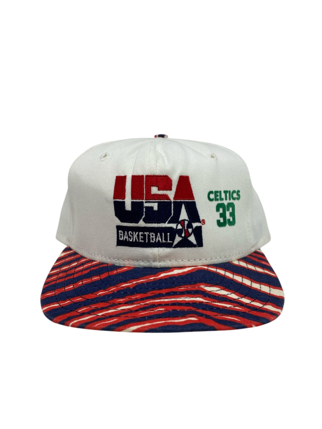Vtg 1992 Zubaz USA Basketball - Dream Team - Larry Bird #33 Snapback Hat - Celtics - DS!