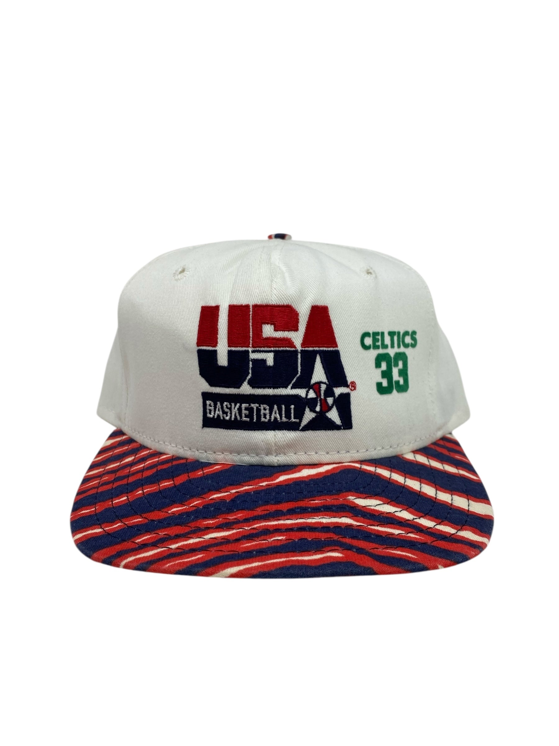 Vtg 1992 Zubaz USA Basketball - Dream Team - Larry Bird #33 Snapback Hat - Celtics - DS!
