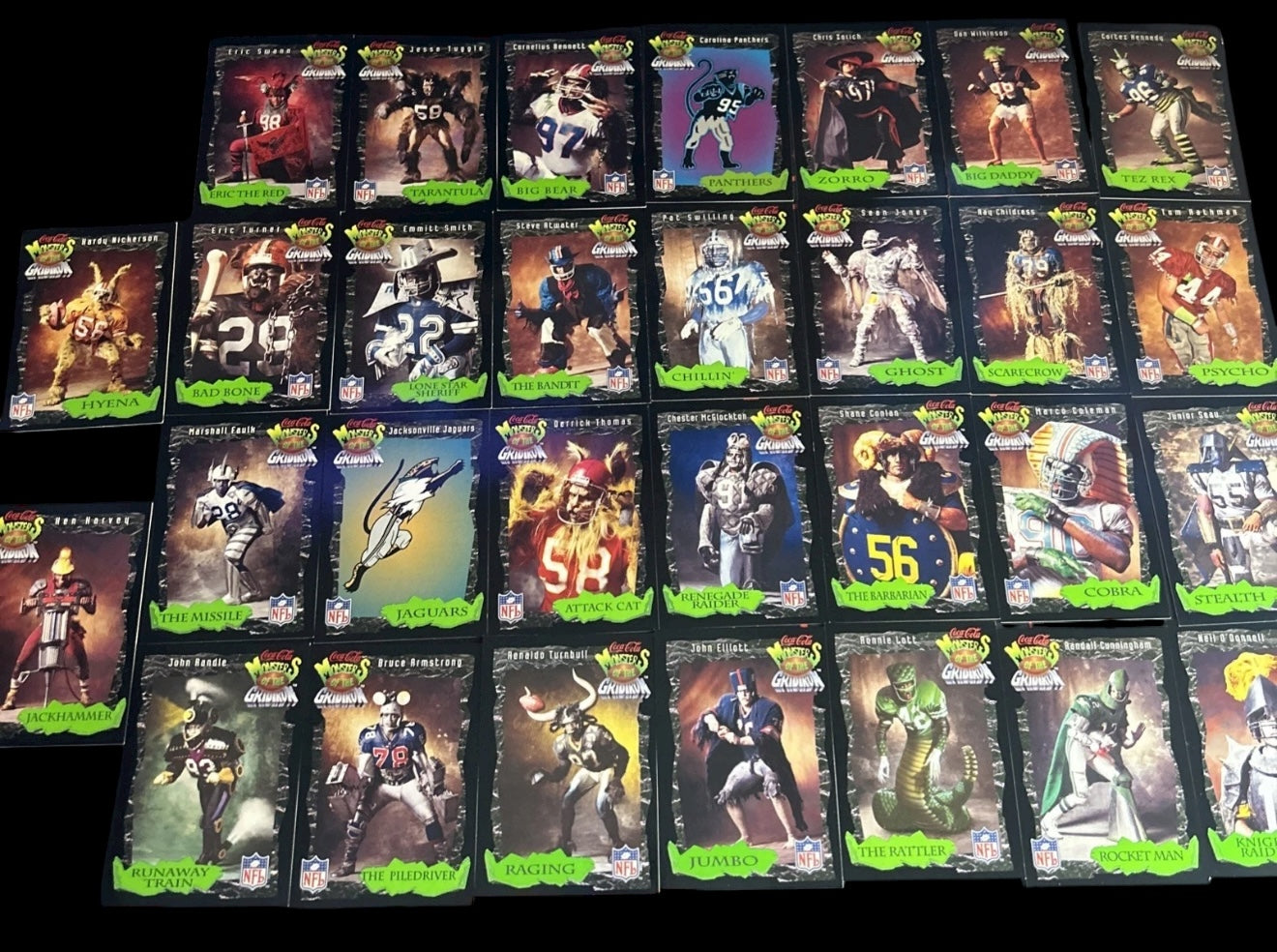 Vtg Jeff Hamilton x Coca Cola — Monsters of the Gridiron Jacket, Hat, Shirt, and Card Set! 🤯🔥 - Sz XL - 1994