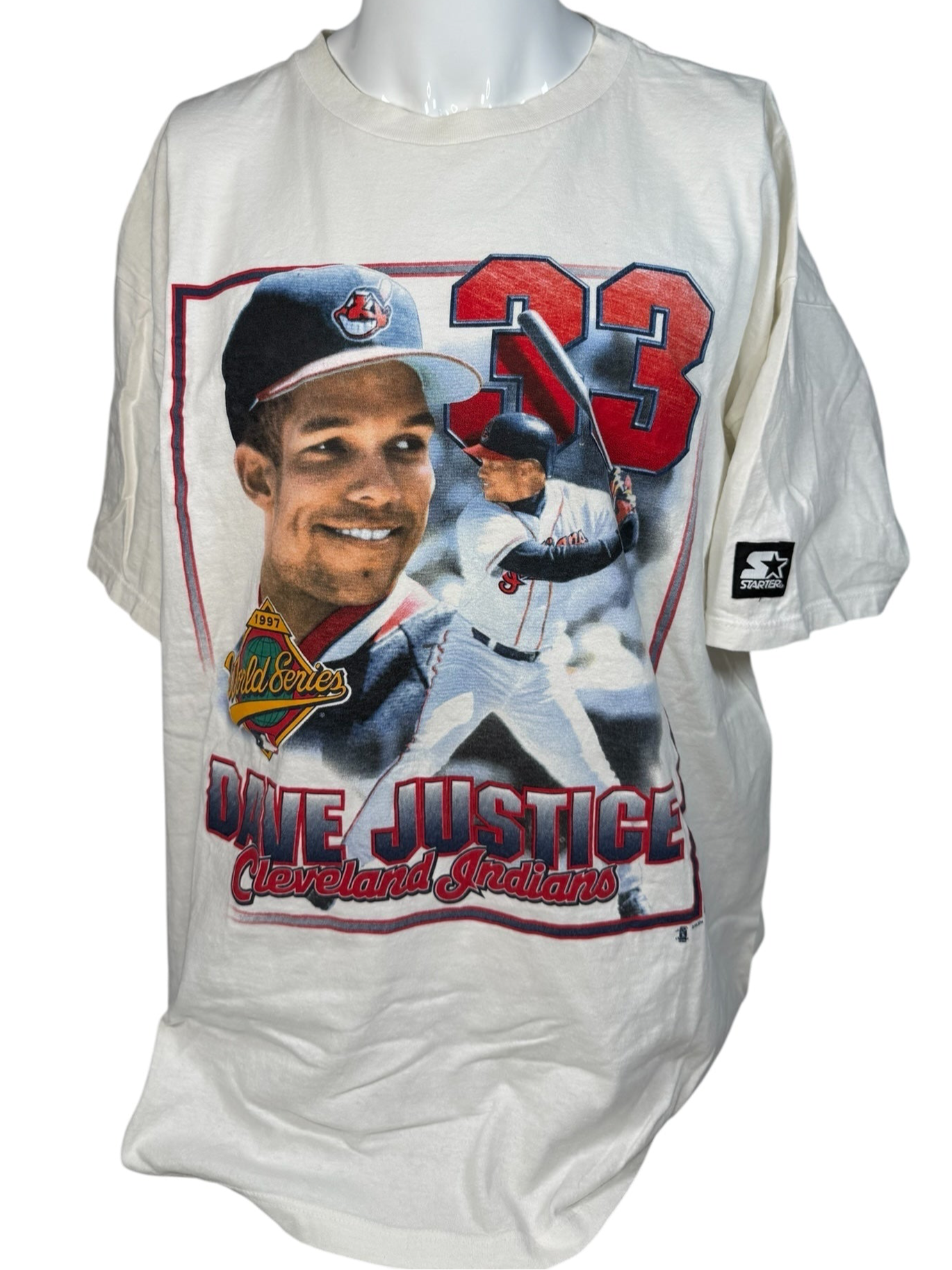 Vtg Starter MLB - David Justice - ‘97 World Series Tee - Sz XL