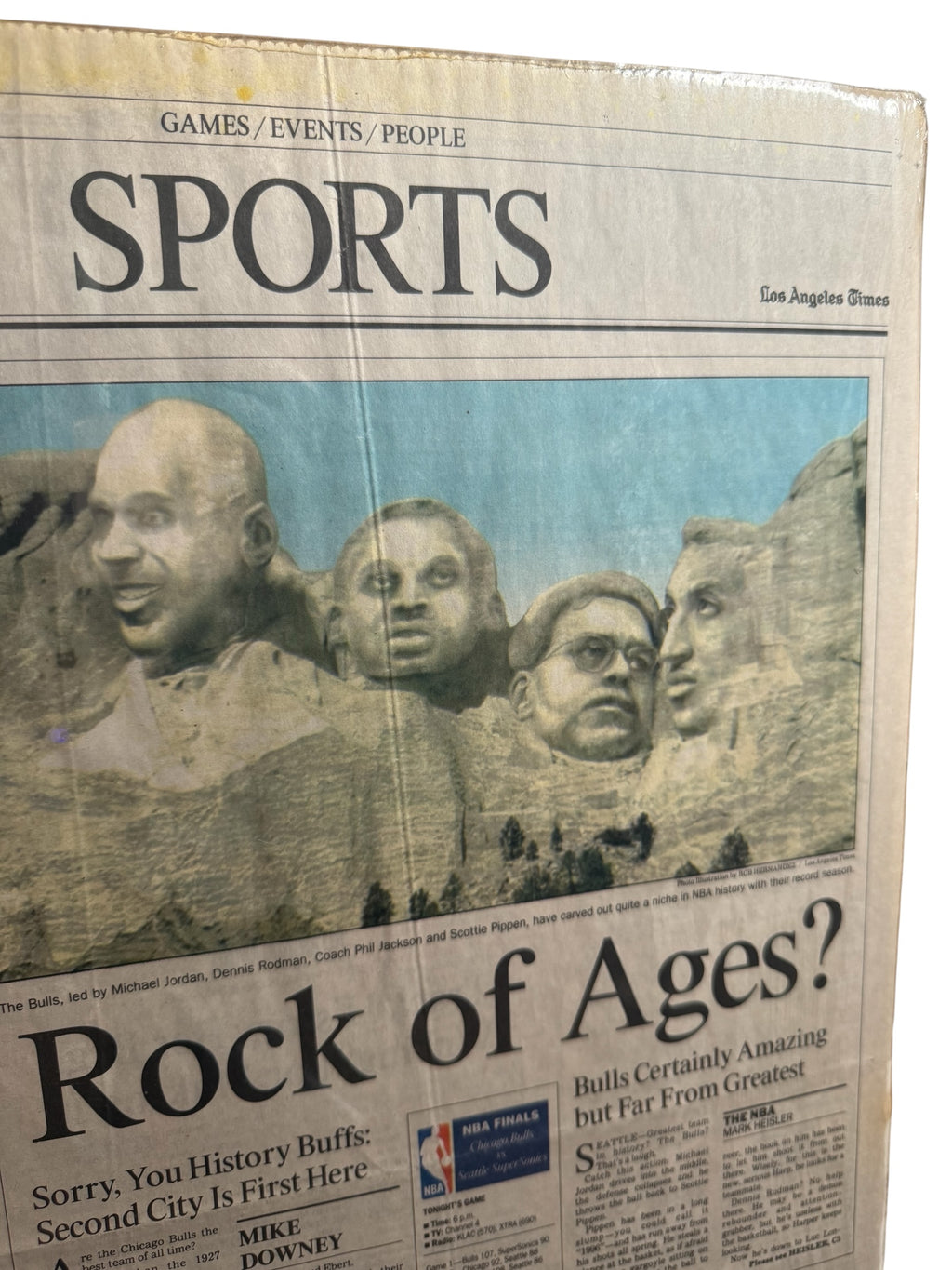 Vtg Michael Jordan - Chicago Bulls “Rock of Ages?” Newspaper Cover - June 12, 1996