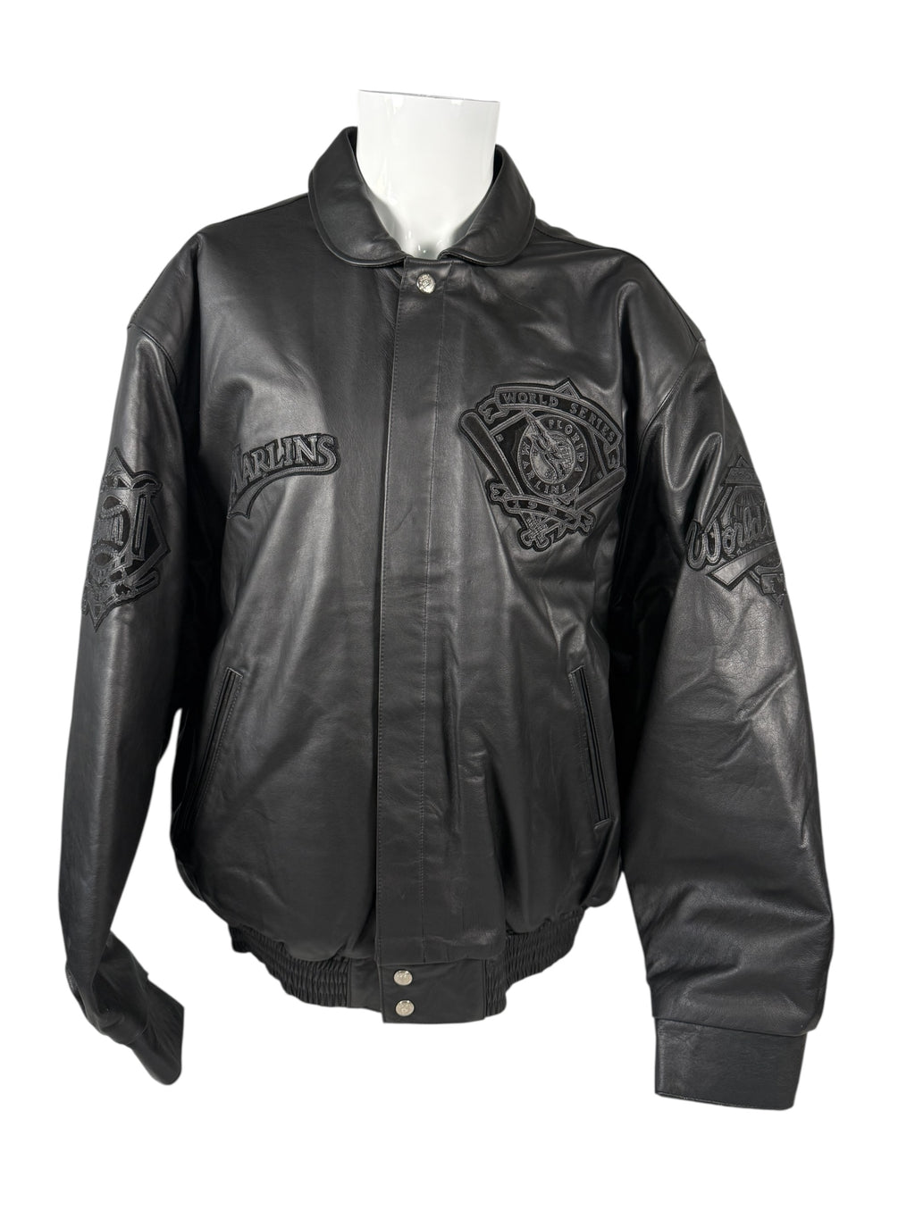 Vtg 1997 JH Design - MLB Florida Marlins World Series Leather Jacket - Sz XL - DS