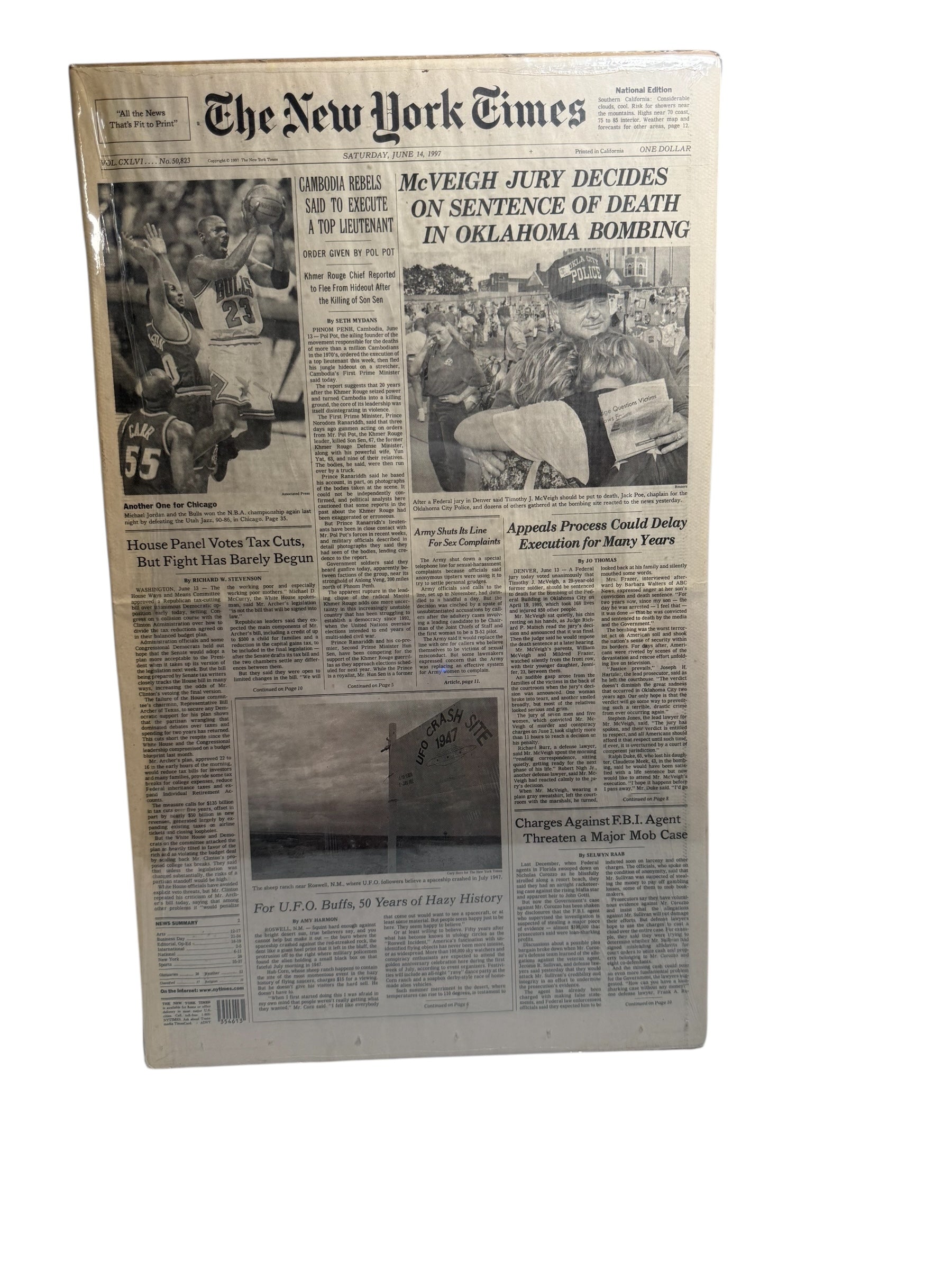 Vtg Michael Jordan - Chicago Bulls “Another One for Chicago” Cover - Timothy McVeigh Receives Death Sentence! June 14, 1997