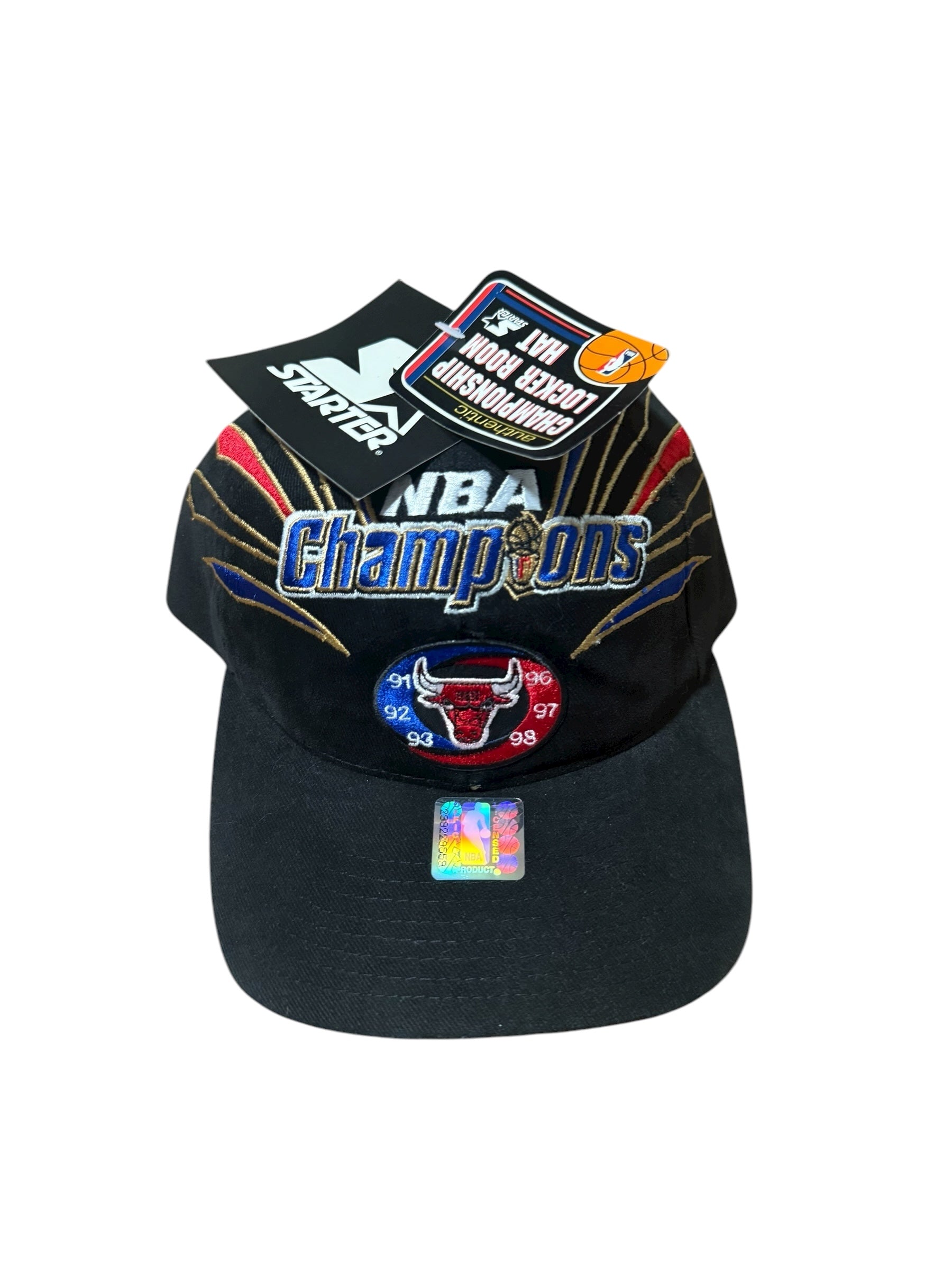 Vtg 1998 Starter - Michael Jordan - Chicago Bulls Championship Locker Room Tee & Hat - Sz L 🐐🏆