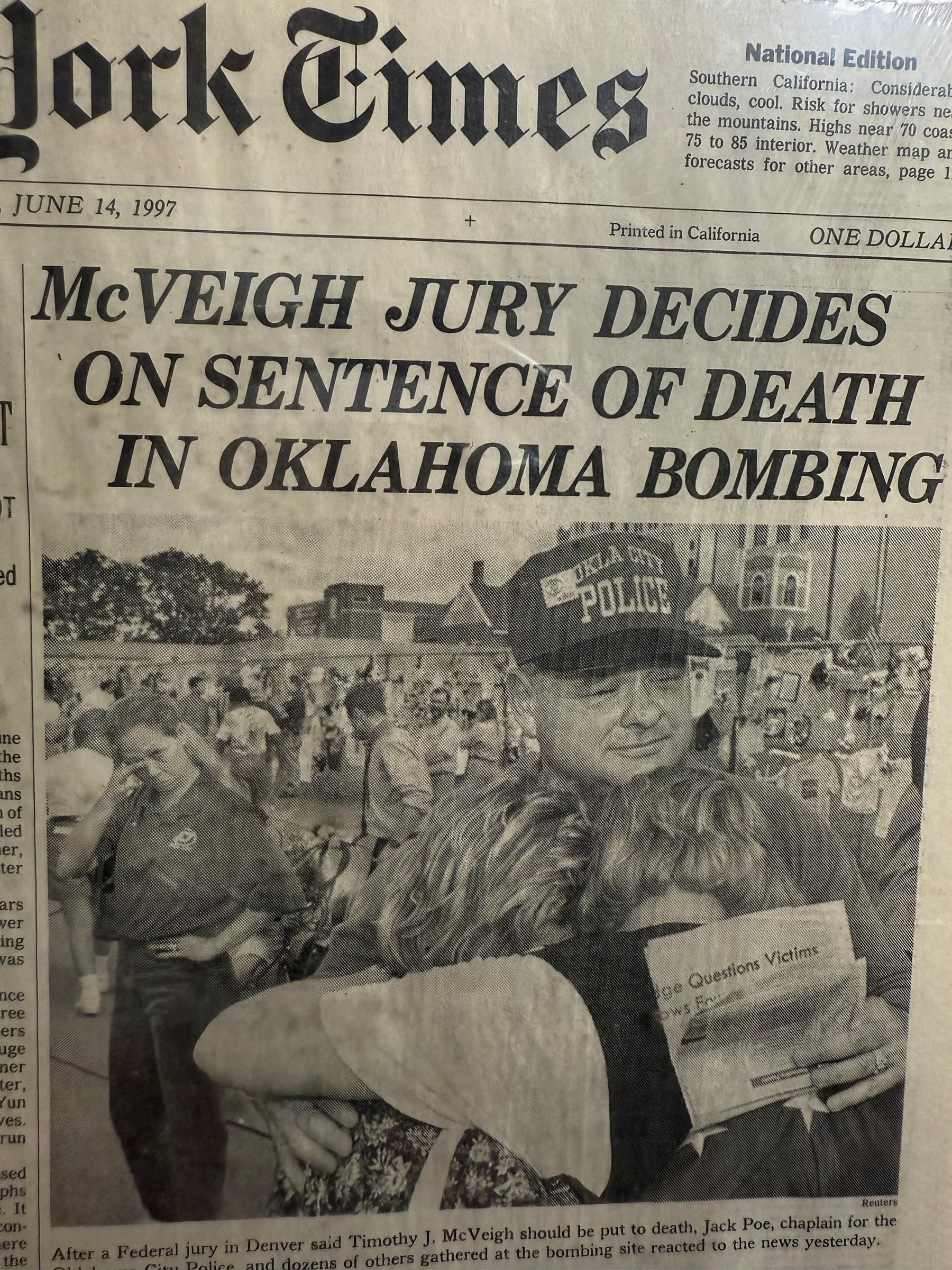 Vtg Michael Jordan - Chicago Bulls “Another One for Chicago” Cover - Timothy McVeigh Receives Death Sentence! June 14, 1997