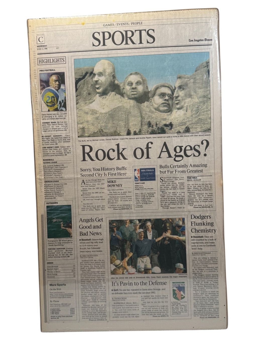 Vtg Michael Jordan - Chicago Bulls “Rock of Ages?” Newspaper Cover - June 12, 1996