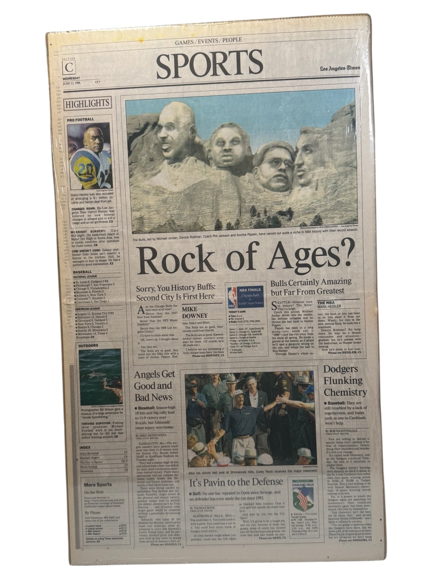 Vtg Michael Jordan - Chicago Bulls “Rock of Ages?” Newspaper Cover - June 12, 1996