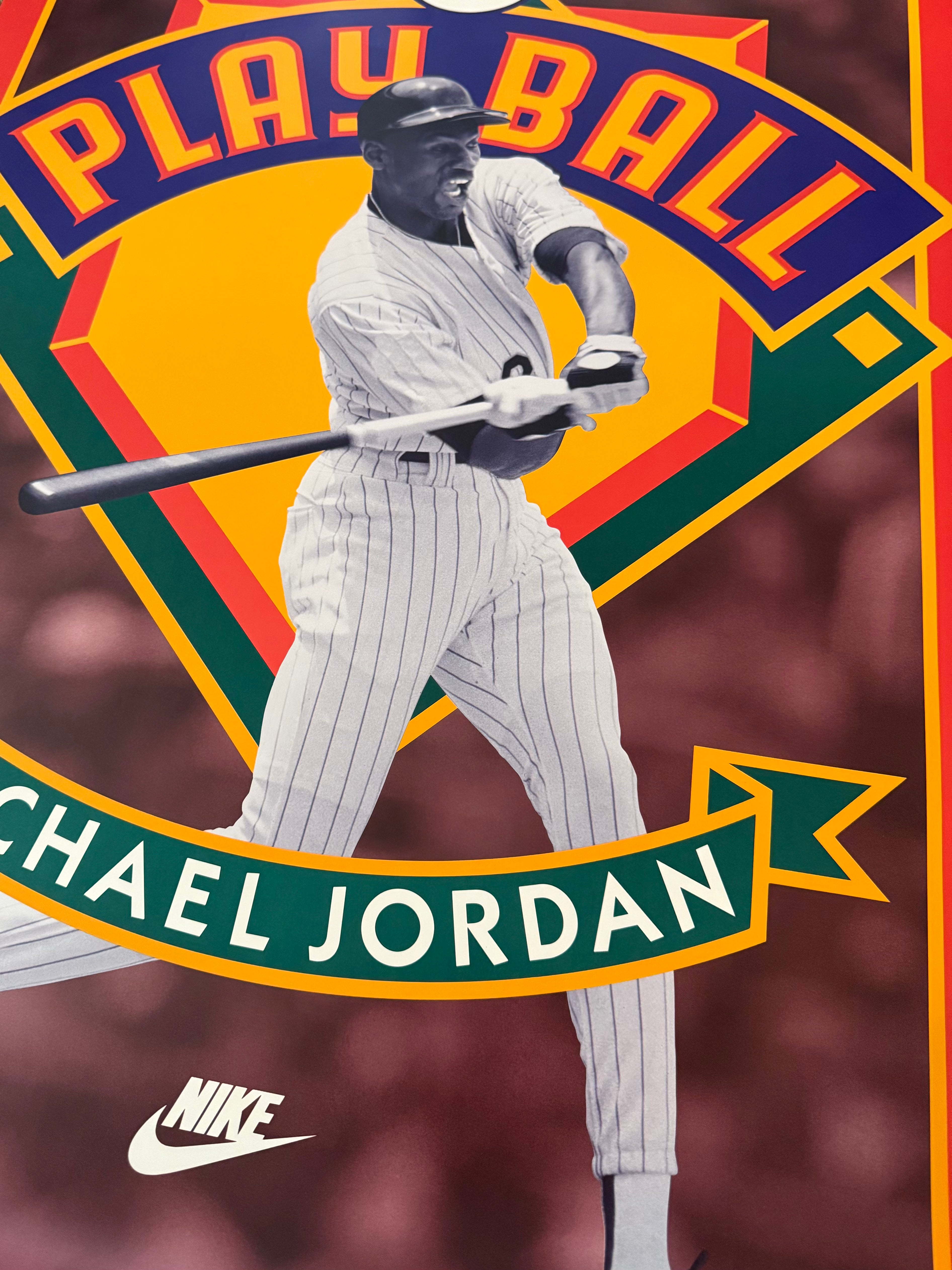 Vtg Nike - Michael Jordan “Play Ball” Baseball Poster - White Sox - 1994 - 23” x 35” - DS!