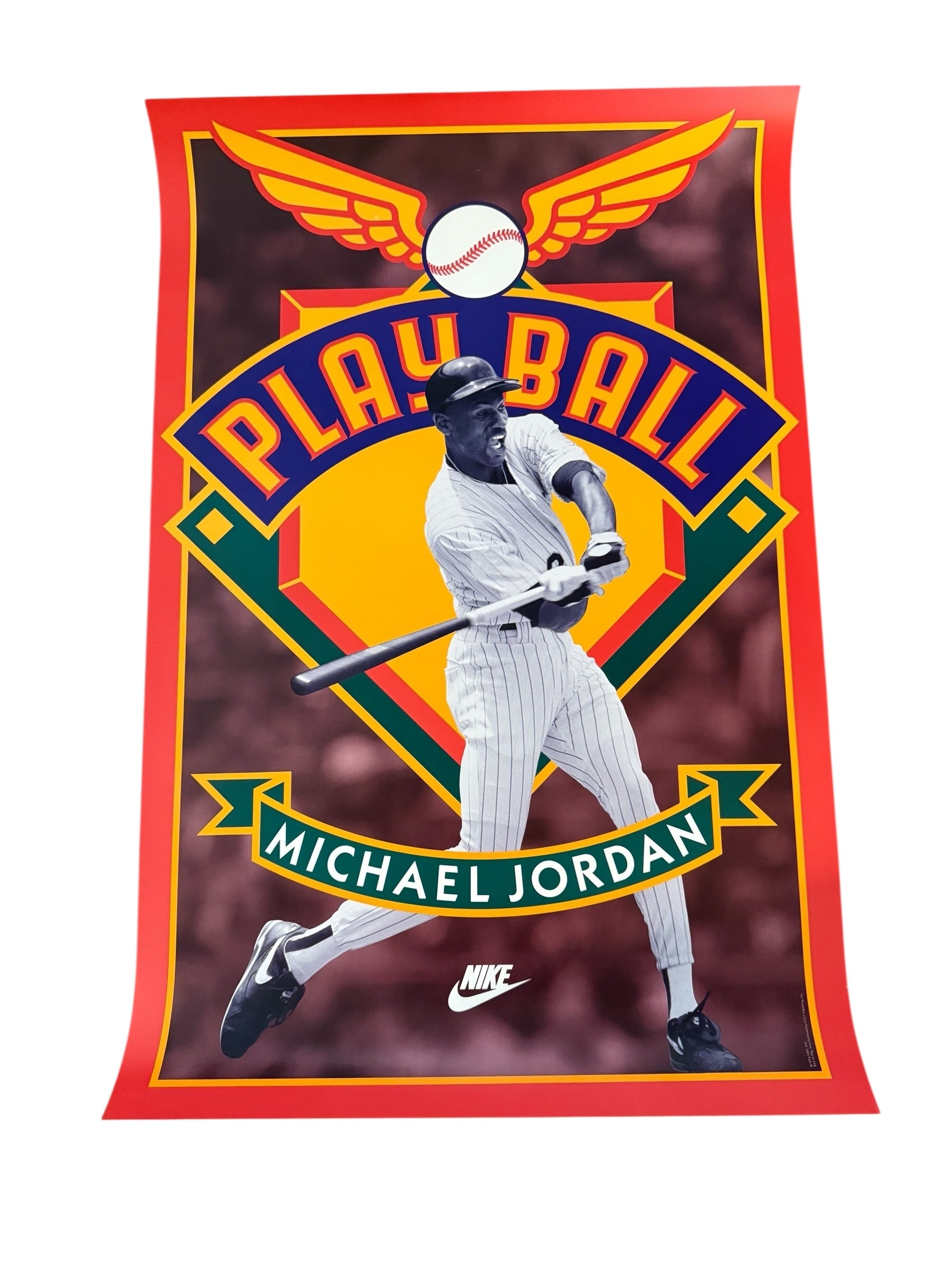 Vtg Nike - Michael Jordan “Play Ball” Baseball Poster - White Sox - 1994 - 23” x 35” - DS!