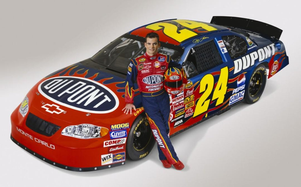 Vtg Leather Jeff Hamilton x Jeff Gordon 2001 NASCAR Winston Cup Series Champion - Flames - Sz XL