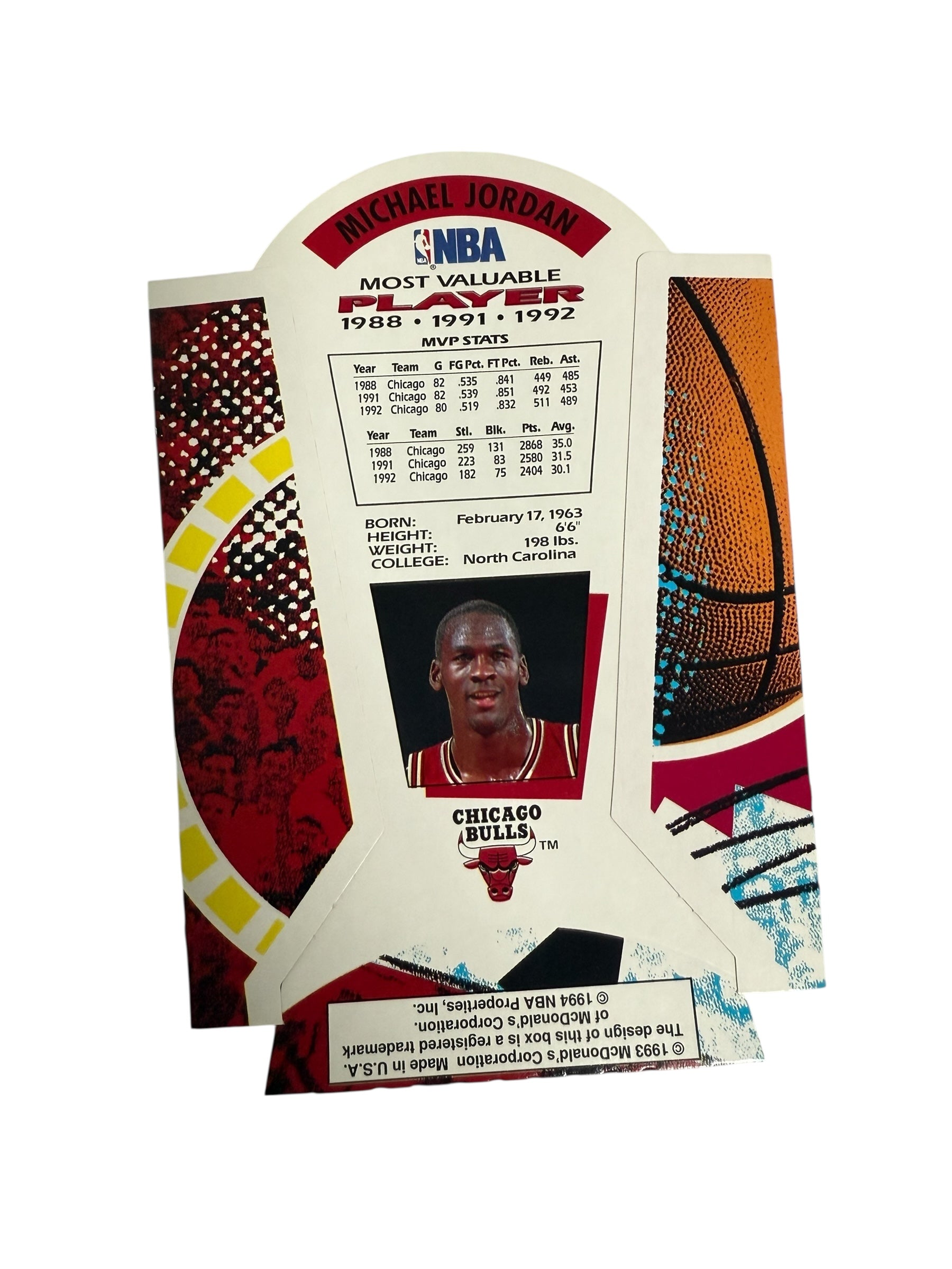 Vtg Michael Jordan McDonald's fry box - unused from 1993-94! 2 for $20!